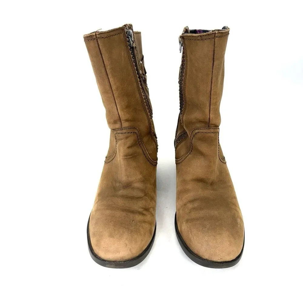 Teva Foxy Mid Womens Brown Tan Mid Calf Boots 1008316 Size 7.5 Nubuck Heel